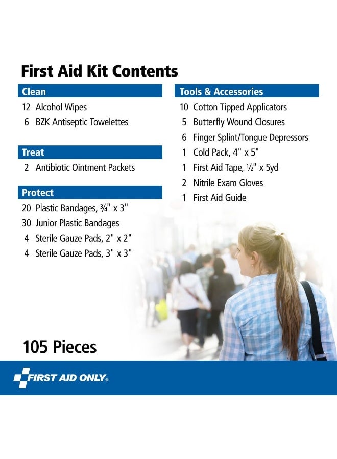 First Aid Only On-The-Go Emergency First Aid Kit for Home, Work, and Travel, 105 Pieces - Image 2